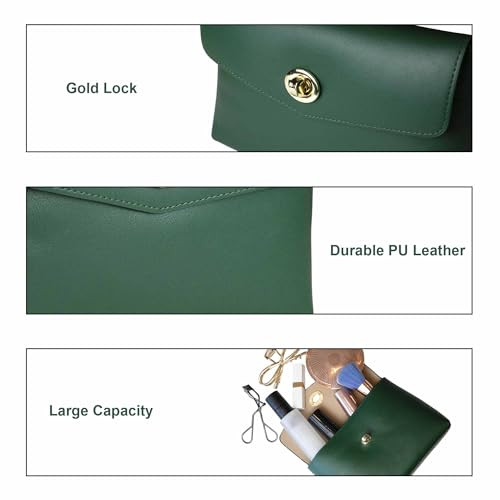 Cosmetic Bag Travel Makeup Pouch Travel Organizer, Zipper Pouch Bags for Women Vegan Leather (No Text, Green) - color: Green