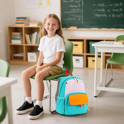 BTOOP Kids Backpack for Boys Girls 3-6, Preschool Kindergarten Backpack with Insulated Lunch Compartment & Chest Strap, Cute Lightweight School Travel Bag Fits A4 Folder - color: Pink-blue, size: Age 3-6 (14.5" H Fit Folder)