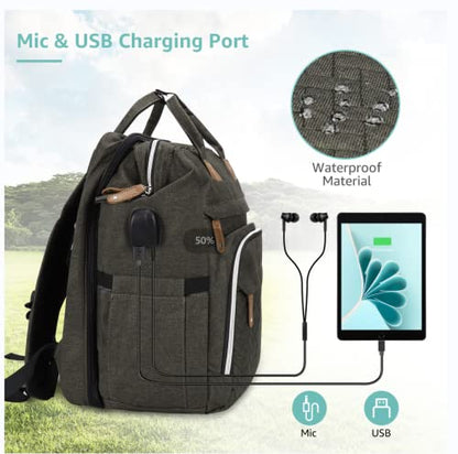 DERJUNSTAR Diaper Bag Backpack, Large Baby Bag with Changing Pad, Thick Padded Back & Straps, Laptop Compartment, Waterproof Travel Backpack with USB Port, Multi-Function for Mom & Dad, Army Green - color: Army Green