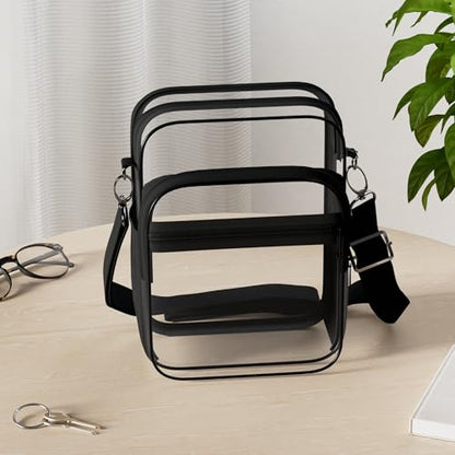 Blvornl Clear Crossbody Bag with Adjustable Shoulder Strap, Stadium Approved PVC Purse Bag, Messenger Bag - color: Clear, size: Small