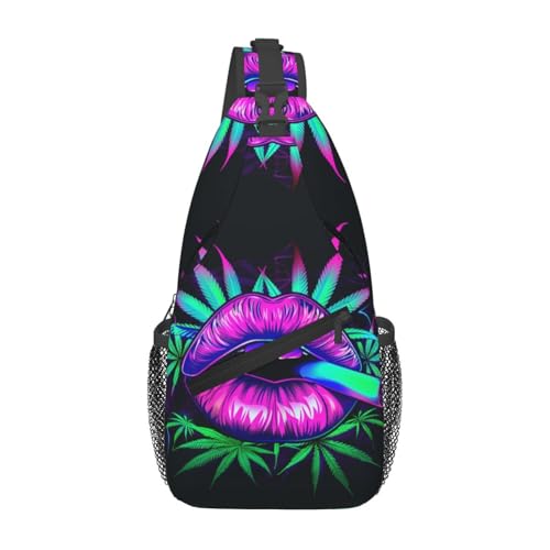 Colored Lips Outdoor Crossbody Shoulder Bag For Unisex Young Adult Hiking Bicycling - color: 21