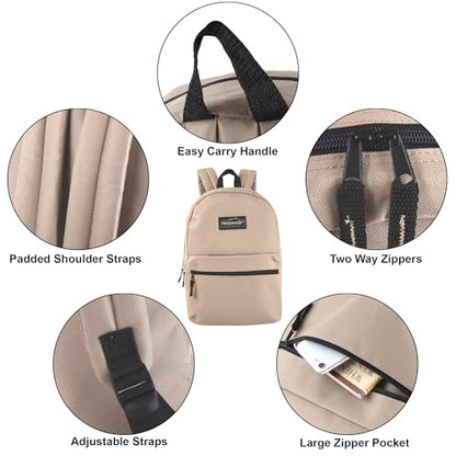 Trail maker Classic 17 inch Backpacks with Adjustable Padded Straps | School Backpacks for Girls, Boys (Khaki) - color: Khaki