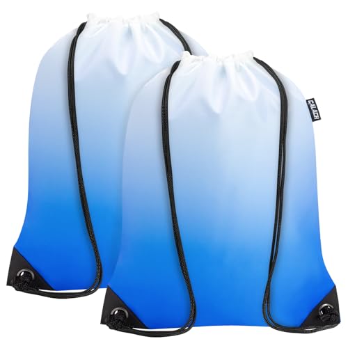 2PCS Drawstring Bags Bulk, String Backpack for Men Women, Cinch Bag Draw String Back Bag for Gym, Sports, Travel, Swimming, Beach, Gradient blue - color: Gradient Blue, size: Large