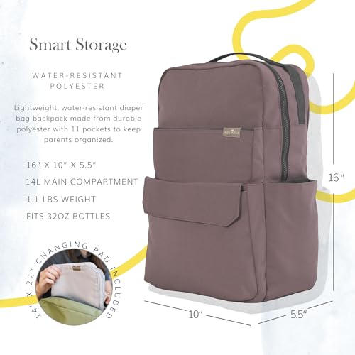 RED ROVR Roo Lightweight 1 LB Diaper Bag Backpack | 11 organizational pockets| Durable & Water-Resistant (Mauve) - color: Mauve