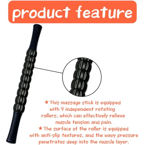 Muscle Roller Stick - A Full-Body Massage Roller that Can Relieve Muscle Soreness, Cramps and Tension After Exercise. It is a Handheld Physical Therapy and Recovery Tool（Black） - color: Black