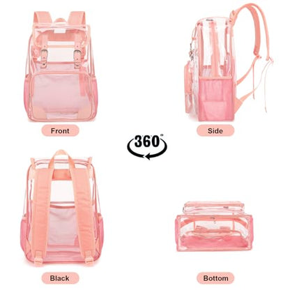 Fuyicat Clear Backpack Heavy Duty PVC Transparent Girls Kids School Backpacks Stadium Approved See Through College Bookbag for Women (Pink) - color: Pink