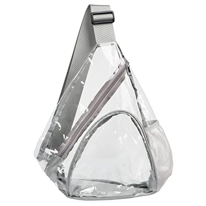 HULISEN Clear Sling Bag, Clear Bag Stadium Approved, Transparent Shoulder Crossbody Backpack Chest Casual Daypack - color: Grey