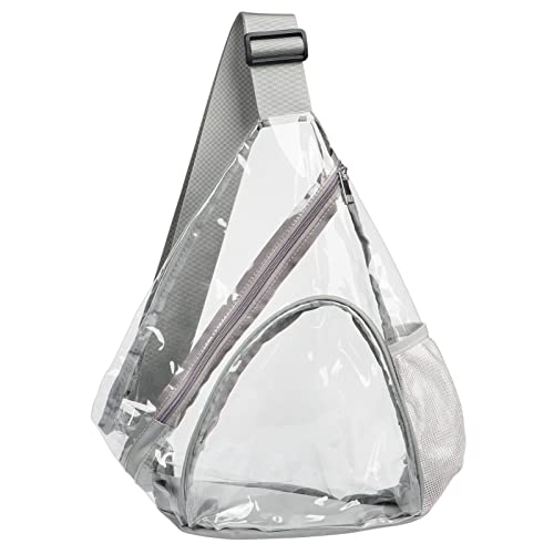 HULISEN Clear Sling Bag, Clear Bag Stadium Approved, Transparent Shoulder Crossbody Backpack Chest Casual Daypack - color: Grey
