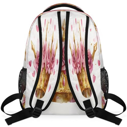 Gold Crown Laptop Backpack for Women 17 inch Backpacks Lightweight Computer Bag Rucksack Casual Daypack Work Travel - color: Multicolor-5