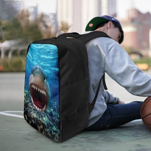 Basketball Backpack With Separate Ball Compartment And Shoes Fit Basketball Volleyball Football - color: Great White Shark