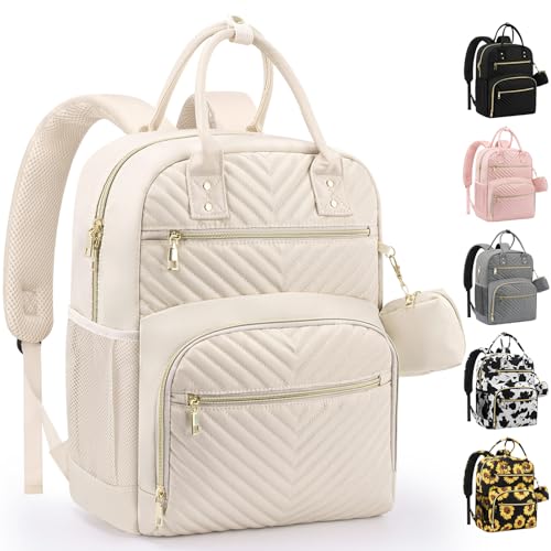 Pritent Diaper Bag Backpack,Baby Essentials Diapers Bag with Pacifier Case,Multipurpose Stylish Large Capacity Travel Backpack for Baby Girl/Boy(M-Beige) - color: Beige, size: Medium