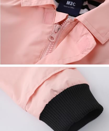 M2C Boys Girls Hooded Cotton Lined Rain Jacket Light Windbreaker - color: Baby Pink, size: 3T
