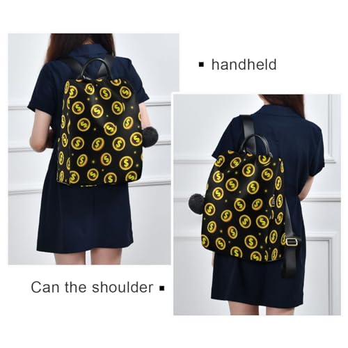 Women Backpack Purse Neon Yellow Coin with Dollar Backpack for Women Anti-theft Shoulder Bag Carry On Backpack Lightweight Rucksack Fashion Travel Ladies Bags - color: Dollar I8827