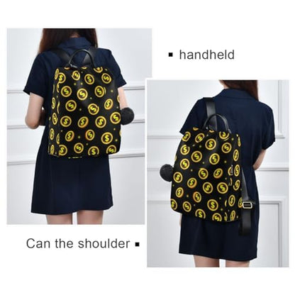 Women Backpack Purse Neon Yellow Coin with Dollar Backpack for Women Anti-theft Shoulder Bag Carry On Backpack Lightweight Rucksack Fashion Travel Ladies Bags - color: Dollar I8827