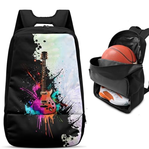 Basketball Backpack With Separate Ball Compartment And Shoes Fit Basketball Volleyball Football - color: Guitar