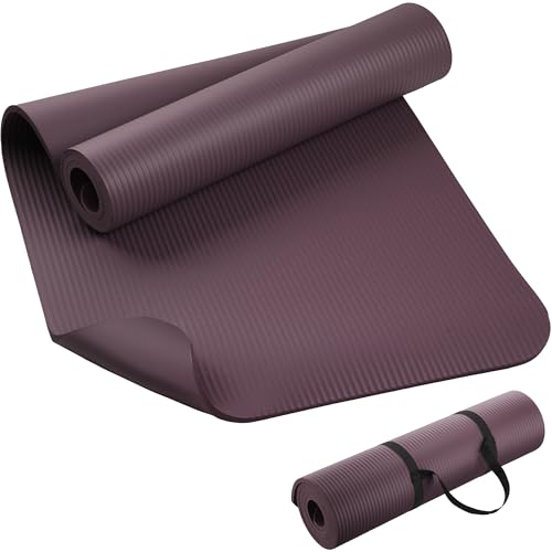 KEEP Extra Thick NBR Yoga Mat for Women & Men, 10mm Thick, 72”x24” Large Exercise Mat with Non-Slip Workout Mat for Yoga, Pilates, Stretching, Meditation – Wide & Cushioned Fitness Mat - color: purple