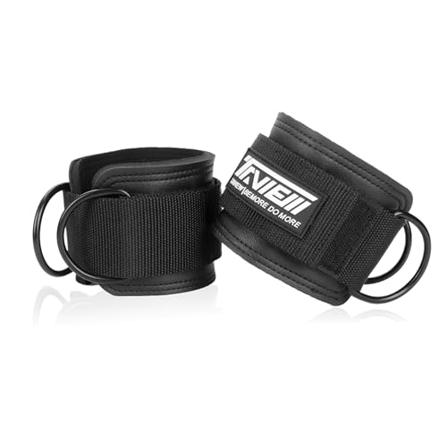 TAVIEW Ankle Straps Cable Machine Attachment for Gym - Cable Kickback Ankle Straps - Padded Ankle Cuffs for Glute Kickbacks and Leg Workouts - color: Black-Pair