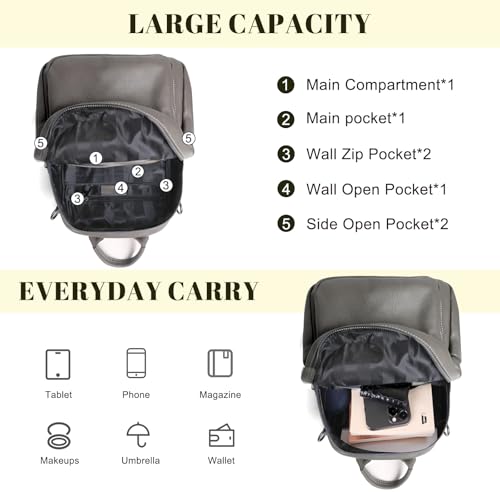 BOYATU Genuine Leather Backpack Purse for Women: Anti Theft Convertible Soft Backpacks - Elegant Womens Travel Backpack (04 Medium-Noble Grey) - color: 04 Medium-noble Grey
