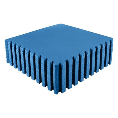 EVA Foam Mat Tiles 16-Pack - 64 SQ FT of Interlocking Padding for Garage, Playroom, or Gym Flooring - Workout Mat or Baby Playmat by Stalwart (Blue)