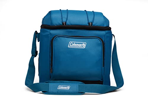 Coleman Chiller Insulated Soft Cooler, Leakproof 9/16/30 Can Cooler with 12+ Hour Ice Retention, Made with Recycled Materials, Great for Lunch, Camping, Beach, Pool, Sports, & More - color: Blue, style: 30 Can
