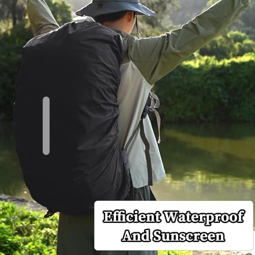 15-110L Waterproof Backpack Rain Cover, Ultralight Rucksack Rain Cover with Reflective Strip & Anti-Slip Cross Buckle Straps & Storage Pouch for Hiking Camping Outdoor Traveling (Black) - color: 85-110L, Black