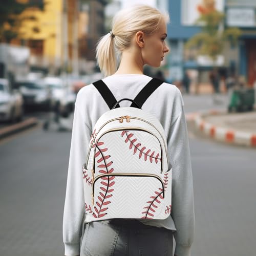 ALAZA Mini Backpack Purse for Women Lightweight Girls Small Size Baseball White School Teens College Traveling - color: Baseball White, size: Small