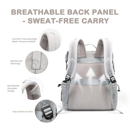 VONAL Neoprene Diaper Bag Backpack with Changing Pad, 33L Large Capacity Neoprene Backpack Baby Diaper Bag with Insulated Pockets, Travel Diaper Backpack Baby with 12 Pockets for Mom & Dad, Gray - color: Gray