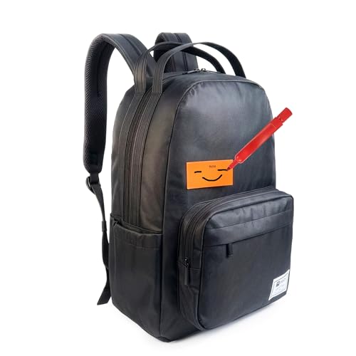 Xach Casual and Affordable Backpack - Lightweight 20 liters capacity with 17” Laptop Sleeve, Unique Note Pad Design, Luggage Sleeve - (Black) - color: Black