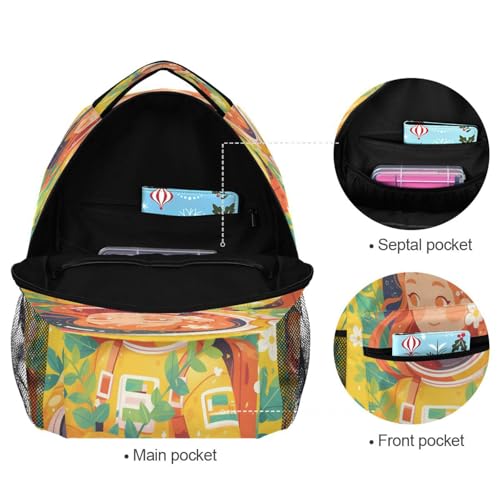 Cute Backpack for Men and Women Fashion Personal Backpack with Chest Strap for Travel Trip Squash (summer) Style - color: Multicolor06