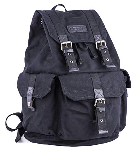 GOOTIUM 21101BLK Specially High Density Thick Canvas Backpack Rucksack,Black - color: Black, size: Large