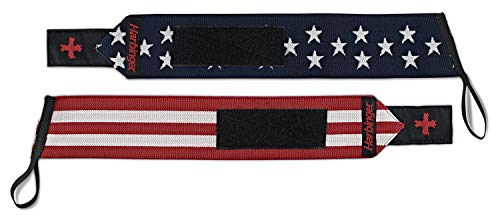 Harbinger Red Line 18-Inch Weightlifting Wrist Wraps for Men and Women (Pair) - color: Flag