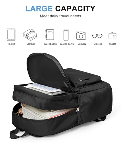 VGCUB Black School Backpacks Travel Book Bag Waterproof Work Light Aesthetic College Backpack for School Girls Boys Teens Mochilas Escolares Para Niñas Casual Daypack for Women Men