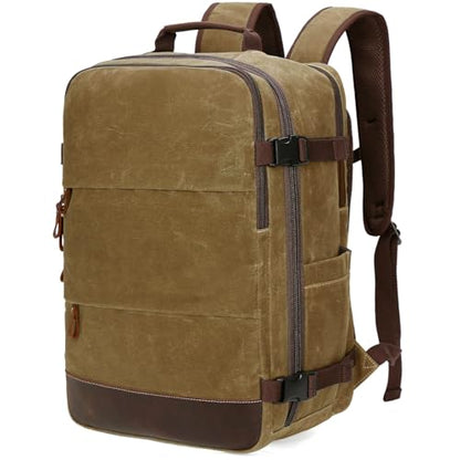 BOVIP Travel Backpack for Men Carry On Backpack Flight Approved Personal Item Backpack, 18.4 inch Laptop Backpack Casual Daypack Weekender Business Hiking Backpack, Brown - color: Brown, size: 18.4 inch