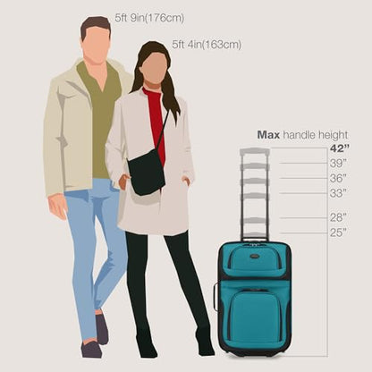 U.S. Traveler Rio Lightweight Softside Rolling Carry-on Suitcase, 2-Wheel Single, Teal - color: Teal, size: 21"