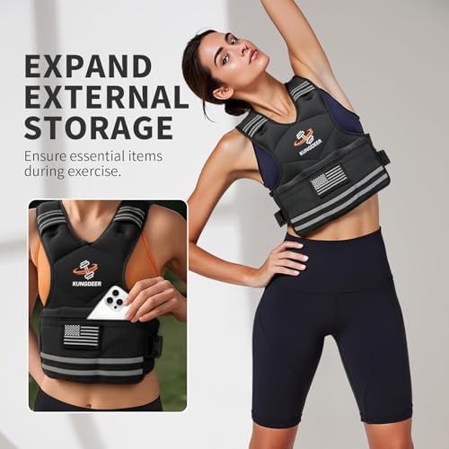 Strength Training Adjustable Weighted Vest - 11–20LB with Removable Weights, Strength Training & Running Weight Vest for Women & Men, Breathable Body Weight Vest with Reflective Stripe