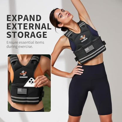 Strength Training Adjustable Weighted Vest - 11–20LB with Removable Weights, Strength Training & Running Weight Vest for Women & Men, Breathable Body Weight Vest with Reflective Stripe