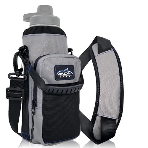 Arca Gear 40 oz Hydro Carrier - Insulated Water Bottle Sling w/Carry Handle, Shoulder Strap, Wallet and Two Pouches - The Perfect Flask Accessory (Frost Grey) - color: Frost Grey