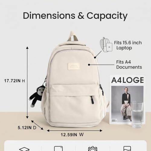 JARKJARD Aesthetic Cute Backpack for Girls Student School College Travel - color: Black