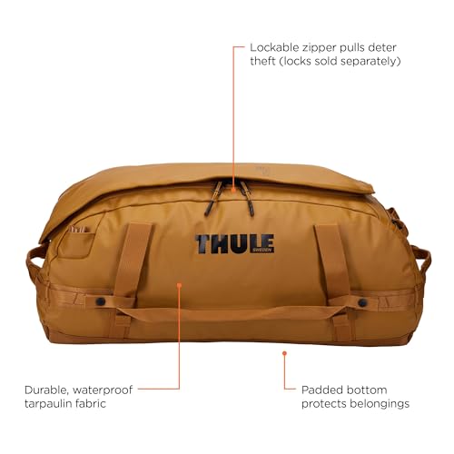 Thule Chasm Duffel bag, Weather-resistant materials, Easy packing, Converts to backpack, Internal pockets, Travel-ready - color: GOLDEN BROWN, size: 70L