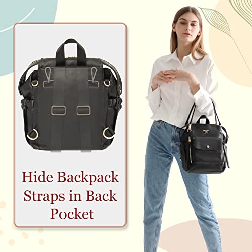 miss fong Mini Diaper Bag Backpack Small Diaper Bag with 12 Pockets, Insulated Pocket, 2 Insulated Pockets (Black) - color: Black