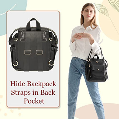miss fong Mini Diaper Bag Backpack Small Diaper Bag with 12 Pockets, Insulated Pocket, 2 Insulated Pockets (Black) - color: Black