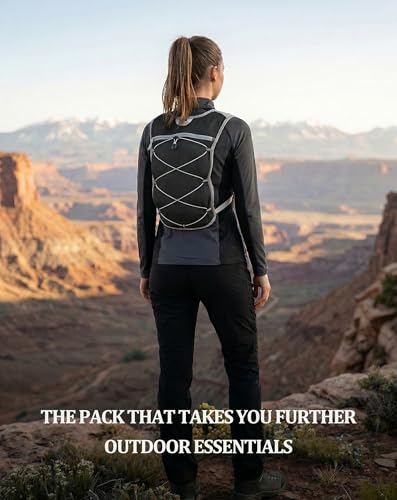 Small Lightweight Hiking Backpack, 3D Breathable Mesh Backpack with Water Bottle & Phone Pockets, Travel Daypack for Men Women, Cycling & City Tour - color: Black