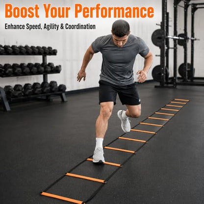 Qianly Kids Agility Ladder, Speed Ladder Training for Football & Soccer, 15ft Agility Speed Ladder with Storage Bag, Team Conditioning Equipment, Agility Agility Ladder 10 Grid - style: Agility Agility Ladder 10 Grid