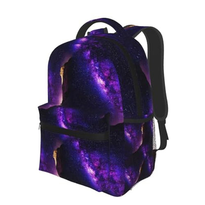 Outdoor Hiking Backpack Purple Space Galaxy Shimmering, Water Resistant Daypack with Side Mesh Pockets for Camping, Beach and Sports - color: Pattern (266)