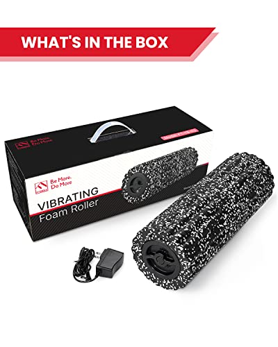 FITINDEX Vibrating Foam Roller for Muscle Deep Tissue, Back Pain Relief, Leg Foot Neck Massager, Exercise, Pilates, Muscle Recovery, Physical Therapy, 4-Speed, Rechargeable, Black - color: Black