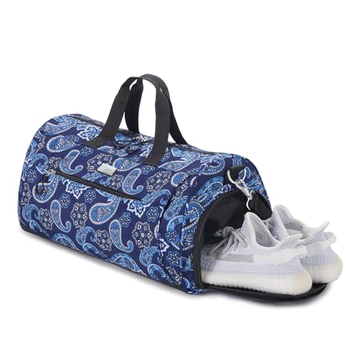 TOPDesign Gym Bag for Women, Duffel Bag with Shoe Compartment & Wet Pocket for Travel Sports (M Bandanna) - color: Bandanna, size: Medium - 20 x 10 x 10″