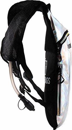 Sojourner Rave Hydration Pack - Hydration Backpack - Hydropack with 2L Bladder - Water Backpack for Festivals, Hiking, Running, Biking and More - color: Holographic - Silver