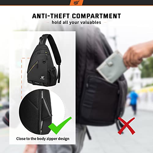 SKYSPER Sling Laptop Bag (Up to 13 Inch) - 18L Crossbody Sling Backpack Travel Shoulder Bag Hiking Daypack for Men Women(Black) - color: Black
