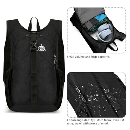 15L Small Hiking Backpack Foldable Ultralight Trekking Camping Outdoors Backpack for Women Men (black) - color: Black