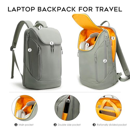BANGE Commute backpack can hold 15.6 inch laptop,Flight approved carry on backpack for men and woman - color: Grey